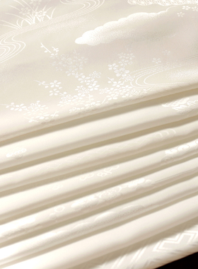 手工和服娃衣狩衣和风提花化纤布料日本正绢仿真丝面料窄幅款全新