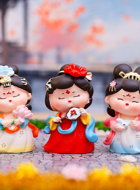 国潮古风唐小环夜宴树脂小摆件可爱办公室桌面装饰品创意女生礼物