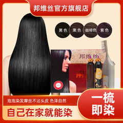 邦维丝染发梳自己在家染梳梳黑不伤头皮盖白发无胺无刺激纯染发膏