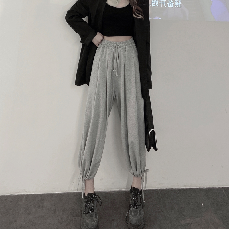 Real shot real price Korean women's clothing versatile loose legged casual pants versatile high waist pants down feeling lantern pants