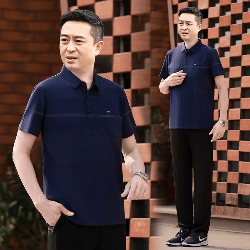 男士宽松短袖爷爷夏装夏季薄款短袖T恤爸爸休闲夏天运动两件套装
