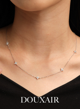 双11新品·满天星四叶草微镶锆纯银项链轻奢小众choker百搭锁骨链