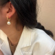 DouxAir百搭麻花金属耳扣施家珍珠耳环吊坠两戴法式 优雅耳圈女