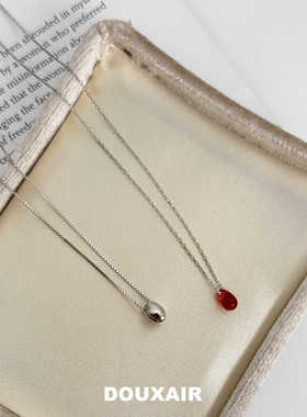 朱砂痣水滴项链纯银豆豆锁骨链