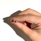 s925银耳钉7A锆石闪耀经典 四爪精工镀铂金耳环气质简约耳饰女百搭