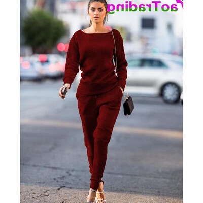 New o-neck casual women sports suit two piece set tracksuit