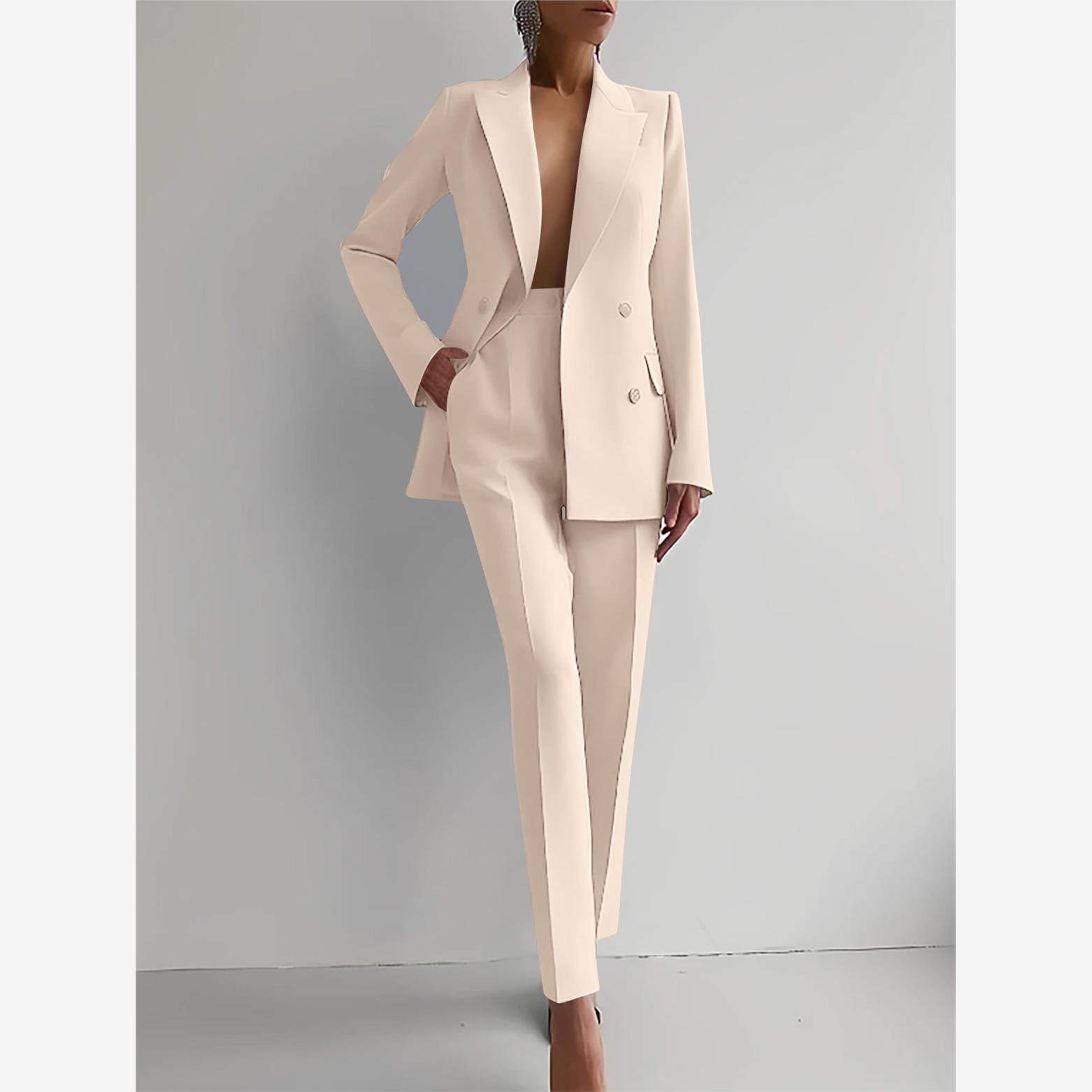 Women's suit set2024春季欧美外贸时尚休闲职业装女士西服套装