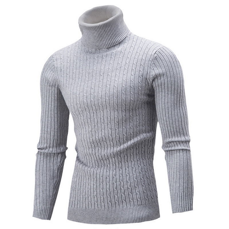 Men's Casual Knitted Turtleneck Pullovers Mock Neck Sweater