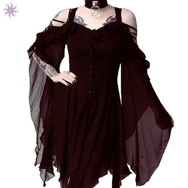Dress dress with off-the-shoulder irregular buttonsS-5XL
