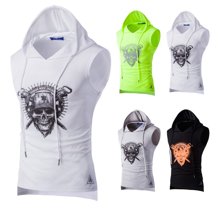 2018 men summer vests sleeveness hoodie t-shirts white男T恤