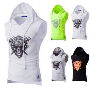 2018 men summer vests sleeveness hoodie t-shirts white男T恤