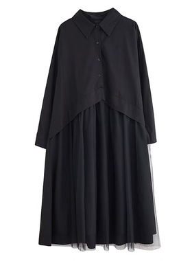 200斤外贸特大码女装速卖通亚马逊欧美风宽松暗黑复古连衣裙中长