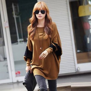 2016 women long batwing sleeve loose t shirts casual dresses