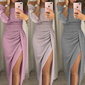 Long party sleeve Dresses Female Gown Women Evening dress女