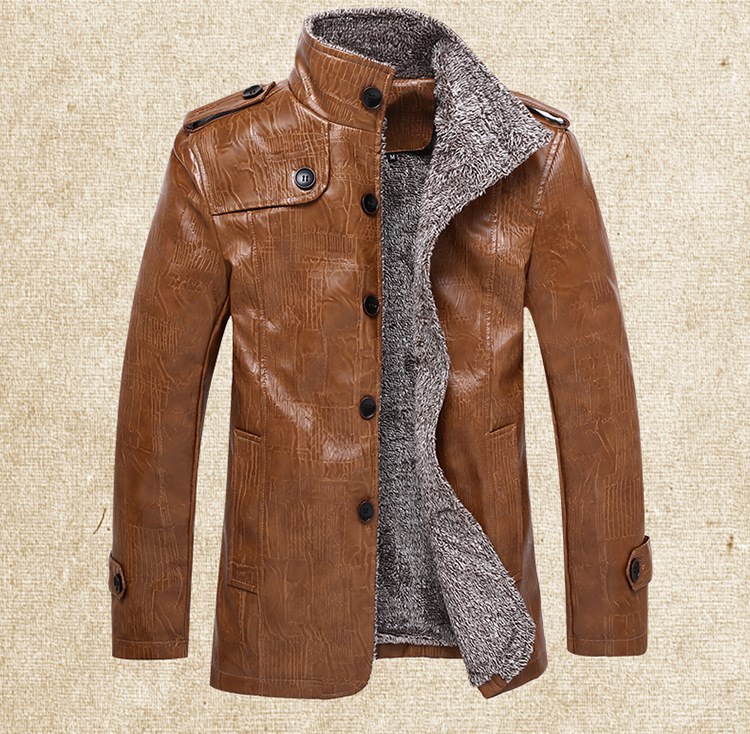 Men's leather jacket men winter warm jackets coats 男皮衣冬