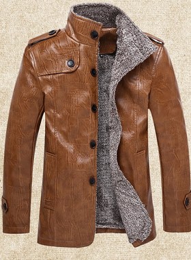 Men's leather jacket men winter warm jackets coats 男皮衣冬