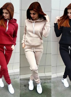 Winter 2017 Women 2 piece clothes set thicken tracksuit lady