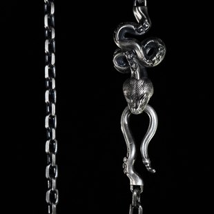 kozoo原创设计破败巨蛇项链男925纯银暗黑风先锋项链情侣银饰复古