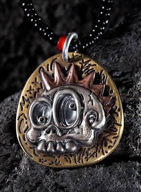 kozoo联名系列punk骷髅挂坠新款项链暗黑小众先锋首饰925纯银嘻哈