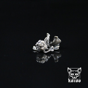 kozoostudioS925中号怒麟金鱼s925银挂坠项链吊坠毛衣链锁骨链