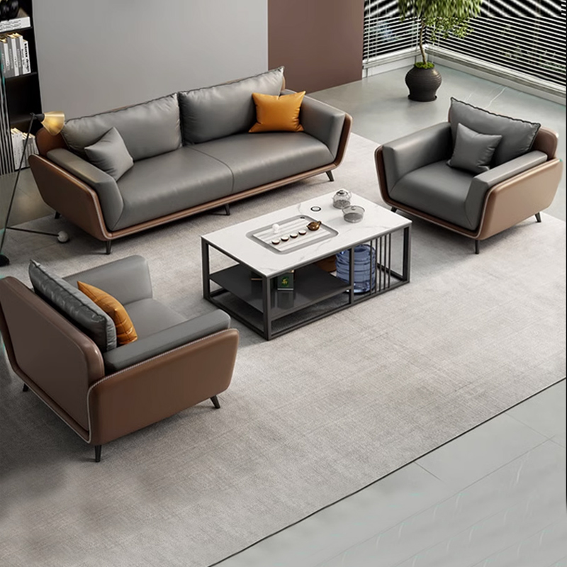 现代简约真皮沙发组合商务