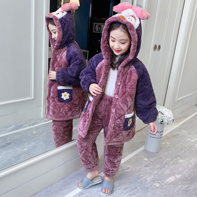 冬季女童夹棉家居服法兰绒