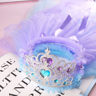 韩式皇冠花环头饰公主大披沙头纱小女孩婚纱礼服配饰表演发箍批发