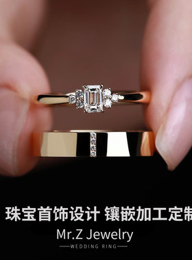 镶嵌加工定制18K金钻戒定制