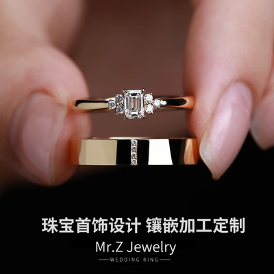 镶嵌加工定制18K金钻戒定制