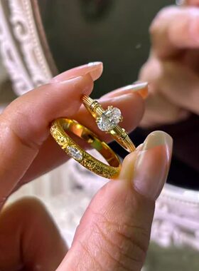 0.5克拉钻石结婚求婚情侣对戒