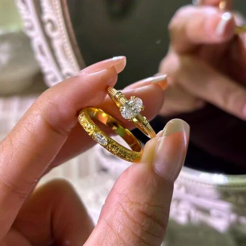 0.5克拉钻石结婚求婚情侣对戒