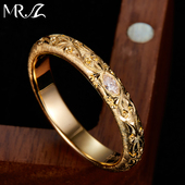 余生相伴 MR.Z 925银培育钻石戒指复古拉丝批花工艺高级感男戒