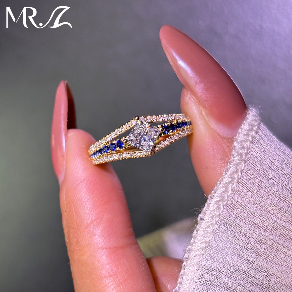 【新品 夕月】925银镶嵌0.5克拉培育钻石戒指时尚大方结婚戒子女