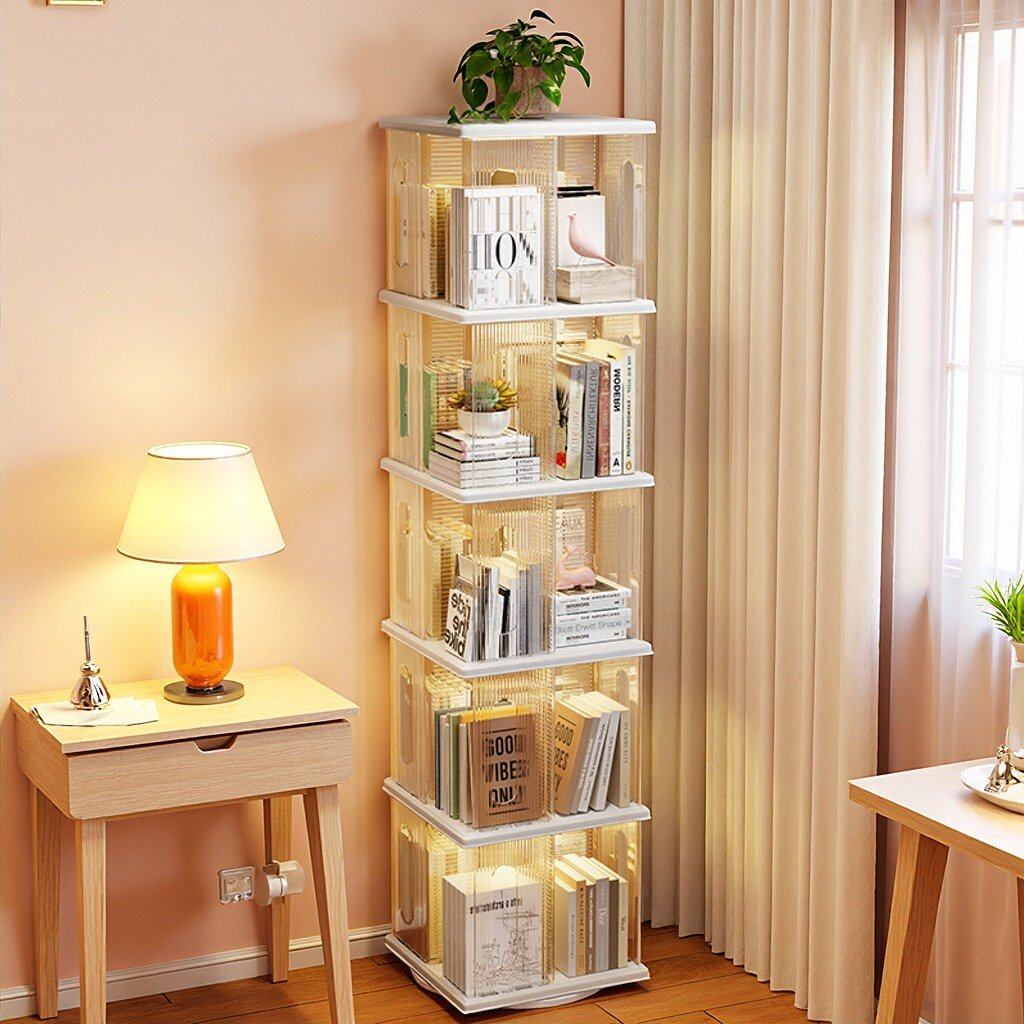 亚克力旋转书架360度客厅电视机旁置物架卧室收纳可移动多层书柜,住宅家具,书架,淘宝优惠券,粉丝福利购,淘宝优惠卷