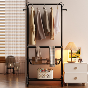 可移动落地挂衣架入户玄关卧室家用衣帽架房间不占地置物架挂包架
