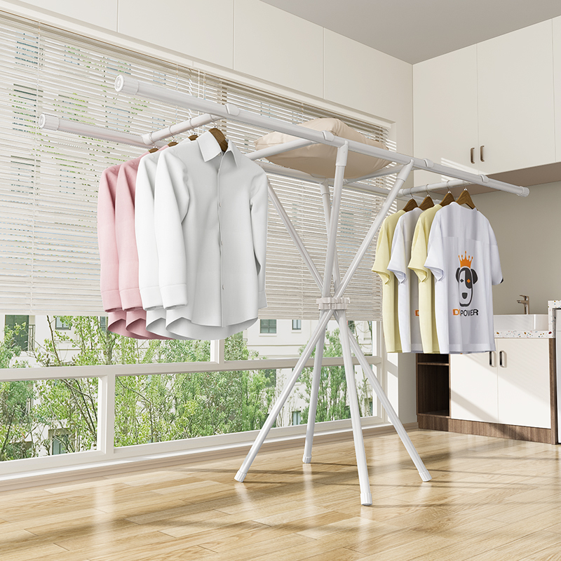 折叠晾衣架落地室内家用阳台卧室不占空间简易挂衣架杆晒被子神器