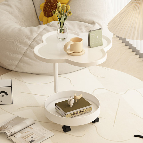 奶油风沙发边几家用移动床头柜置物架卧室阳台迷你桌子小户型茶几