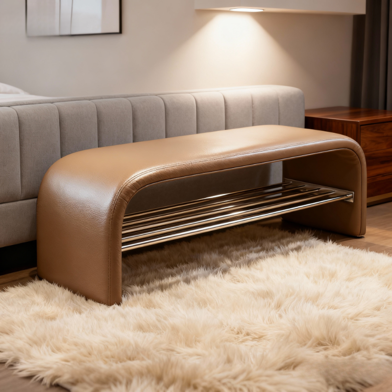 进门可坐穿鞋柜一体入户卧室床尾长条凳门口换鞋凳家用轻奢高级感