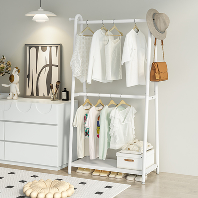 衣架卧室落地双层衣帽架家用多功能置物架床边挂衣服架子收纳神器