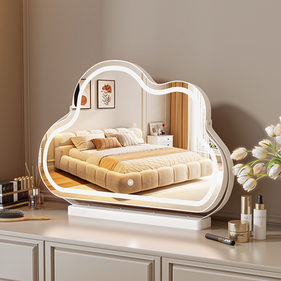 可旋转云朵化妆镜带灯台式桌面