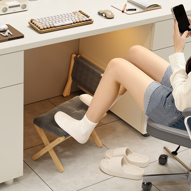 脚踏沙发搁脚凳实木折叠换鞋凳踩脚凳桌下垫脚办公室放脚神器脚蹬