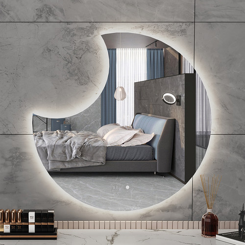 2024新款智能梳妆台异形化妆镜壁挂家用卧室led带灯浴室防雾镜子