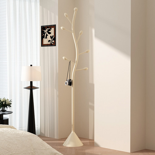 奶油风衣架卧室落地挂衣架家用立式铁艺挂衣服架子高级创意衣帽架