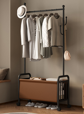 衣架卧室落地衣服挂架家用置物架神器房间移动床边晚上放衣衣帽架
