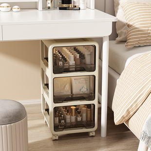 抽屉式化妆品收纳箱防尘梳妆台桌面置物架桌下可移动护肤品收纳柜