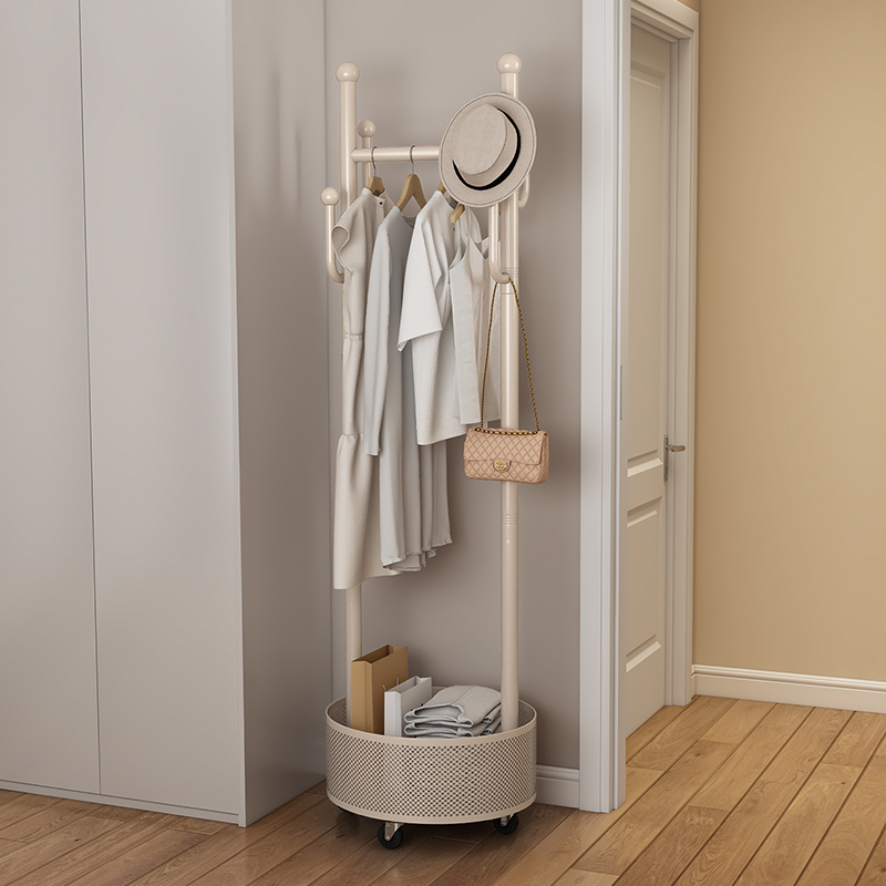 卧室挂衣架落地可移动小型衣帽架脏衣篓客厅玄关挂包架收纳置物架