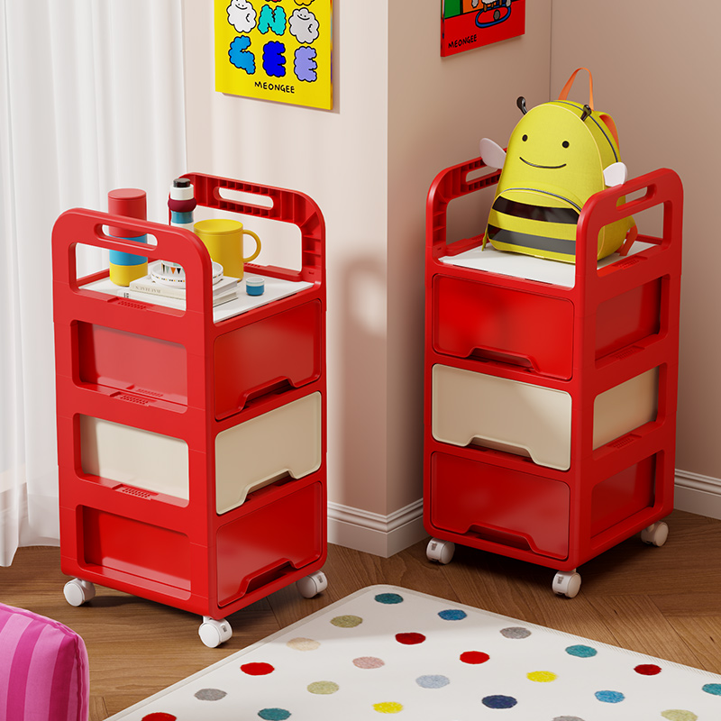 多巴胺儿童书包架落地置物架家用宝宝书架玩具零食收纳架移动推车