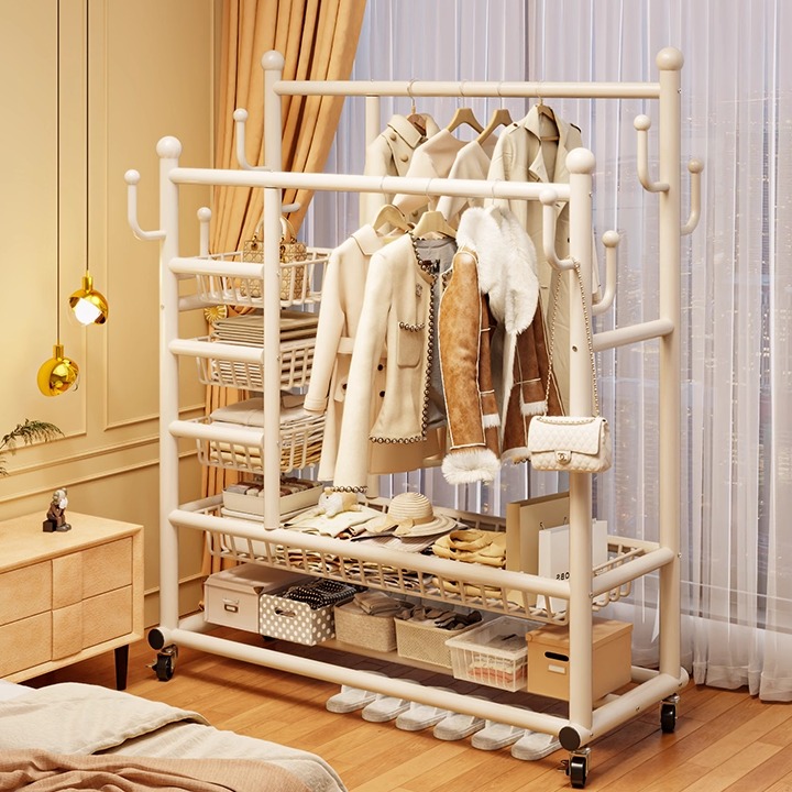 挂衣架卧室落地带轮挂包包置物架