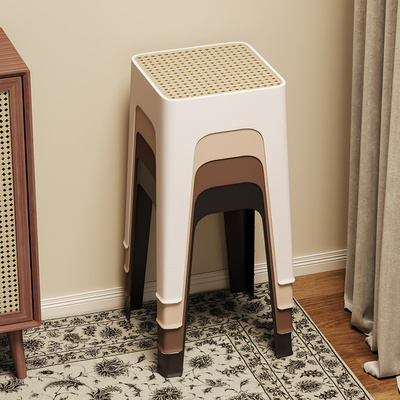 塑料加厚可叠放仿藤编中古餐椅