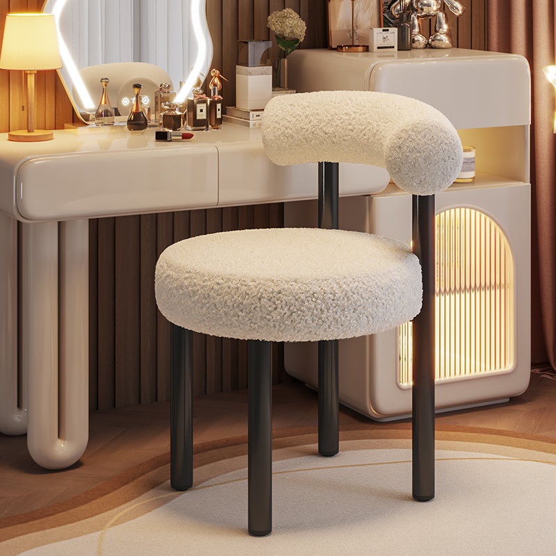 化妆椅女生卧室现代梳妆台椅子餐椅高级网红小胖椅主卧美甲化妆凳
